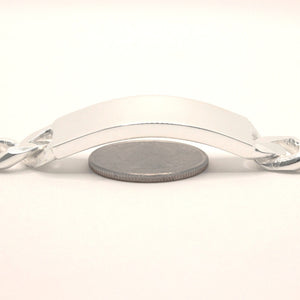 925 Sterling Silver 12.5mm Personalized Custom Engraved Figaro Link ID Bracelet