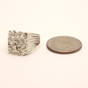 925 Sterling Silver Detailed Square 5/8 Inch Wide Nugget Ring