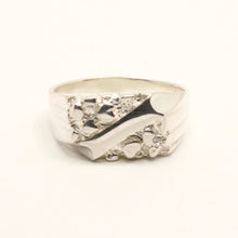 Load image into Gallery viewer, 925 Sterling Silver Slanted Center Stripe 7/16 Inch Wide Nugget Ring
