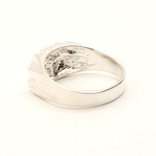 Load image into Gallery viewer, 925 Sterling Silver Slanted Center Stripe 7/16 Inch Wide Nugget Ring
