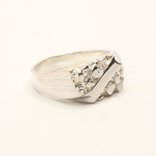 Load image into Gallery viewer, 925 Sterling Silver Slanted Center Stripe 7/16 Inch Wide Nugget Ring
