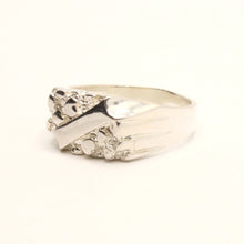 Load image into Gallery viewer, 925 Sterling Silver Slanted Center Stripe 7/16 Inch Wide Nugget Ring
