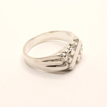 Load image into Gallery viewer, 925 Sterling Silver Slanted Center Stripe 7/16 Inch Wide Nugget Ring
