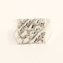 Load image into Gallery viewer, 925 Sterling Silver Thick Slanted Center Stripe 1/2 Inch Wide Nugget Ring
