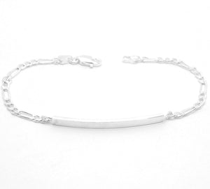 925 Sterling Silver 3.5mm Personalized Custom Engraved Figaro Link ID Bracelet