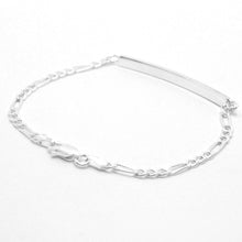 Load image into Gallery viewer, 925 Sterling Silver 3.5mm Personalized Custom Engraved Figaro Link ID Bracelet
