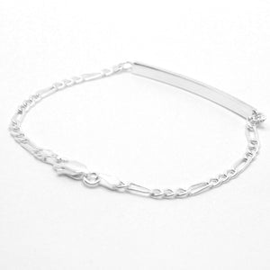 925 Sterling Silver 3.5mm Personalized Custom Engraved Figaro Link ID Bracelet