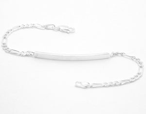 925 Sterling Silver 3.5mm Personalized Custom Engraved Figaro Link ID Bracelet