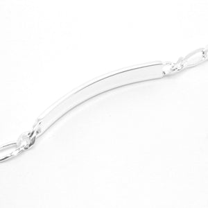 925 Sterling Silver 5mm Personalized Custom Engraved Figaro Link ID Bracelet