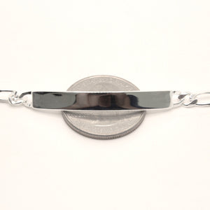 925 Sterling Silver 5mm Personalized Custom Engraved Figaro Link ID Bracelet