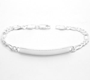 925 Sterling Silver 5mm Personalized Custom Engraved Figaro Link ID Bracelet