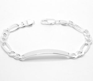 925 Sterling Silver 6mm Personalized Custom Engraved Figaro Link ID Bracelet