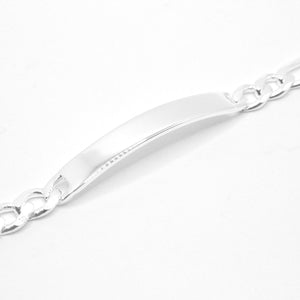 925 Sterling Silver 6mm Personalized Custom Engraved Figaro Link ID Bracelet