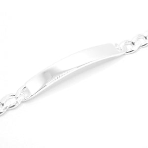 925 Sterling Silver 7mm Personalized Custom Engraved Figaro Link ID Bracelet