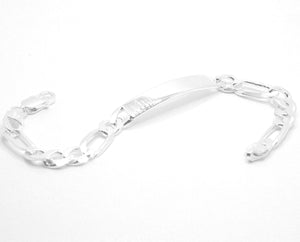 925 Sterling Silver 8mm Personalized Custom Engraved Figaro Link ID Bracelet