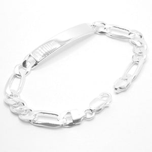 925 Sterling Silver 8mm Personalized Custom Engraved Figaro Link ID Bracelet