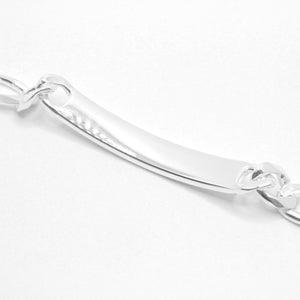 925 Sterling Silver 8mm Personalized Custom Engraved Figaro Link ID Bracelet