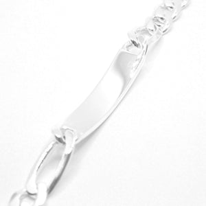 925 Sterling Silver 9.5mm Personalized Custom Engraved Figaro Link ID Bracelet