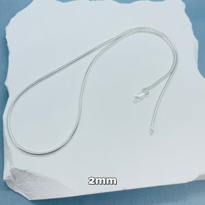 925 Sterling Silver Snake 2mm Chain Necklaces & Bracelets