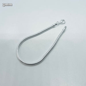 925 Sterling Silver Snake 3mm Chain Necklaces & Bracelets