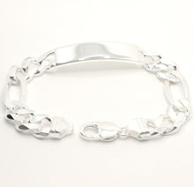 Load image into Gallery viewer, 925 Sterling Silver 11mm Personalized Custom Engraved Figaro Link ID Bracelet
