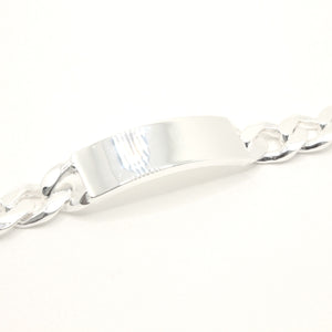 925 Sterling Silver 12.5mm Personalized Custom Engraved Figaro Link ID Bracelet