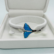 Load image into Gallery viewer, Sterling Silver Synthetic Opal Whale Tail Women lobster lock Bracelet
