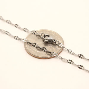 Stainless Steel Miniature Coffee Bean 2.5mm, Sizes 16-24 Inches Chain Necklace