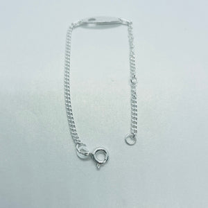 925 Sterling Silver Children ID Curb link with Heart Cut-Out fits baby sizes 5 - 6 inch long Bracelet