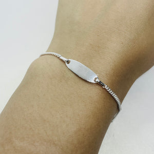 925 Sterling Silver Children ID Curb link fits baby sizes 5 - 6 inch long Bracelet