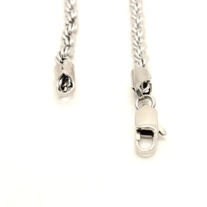 Stainless Steel Textured Rope 3/16 Inch Wide, Sizes 16-30 Inches Chain Necklace