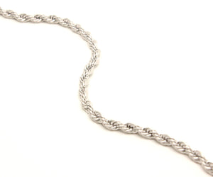 Stainless Steel Textured Rope 3/16 Inch Wide, Sizes 16-30 Inches Chain Necklace