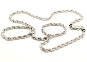 Stainless Steel Textured Rope 3/16 Inch Wide, Sizes 16-30 Inches Chain Necklace