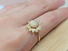 Load image into Gallery viewer, 10K Solid Yellow Gold Spinning Fidget Dodecagram Star Ring with CZ
