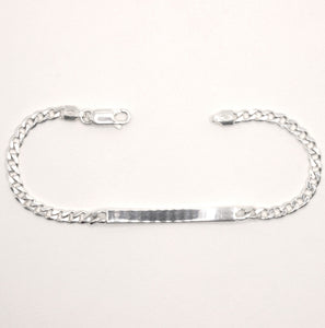 925 Sterling Silver 4mm Wide Personalized Custom Engraved Curb Link ID Bracelet