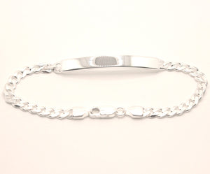 925 Sterling Silver 5mm Wide Personalized Custom Engraved Curb Link ID Bracelet