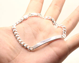 925 Sterling Silver 6mm Wide Personalized Custom Engraved Curb Link ID Bracelet