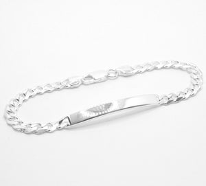 925 Sterling Silver 6mm Wide Personalized Custom Engraved Curb Link ID Bracelet