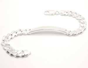 925 Sterling Silver 8mm Personalized Custom Engraved Figaro Link ID Bracelet