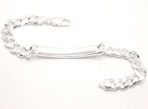 925 Sterling Silver 8mm Personalized Custom Engraved Figaro Link ID Bracelet