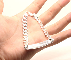 925 Sterling Silver 8mm Personalized Custom Engraved Figaro Link ID Bracelet