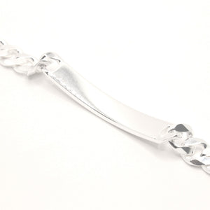 925 Sterling Silver 8mm Personalized Custom Engraved Figaro Link ID Bracelet