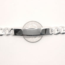 Load image into Gallery viewer, 925 Sterling Silver 9.5mm Wide Personalized Custom Engraved Figaro Link ID Bracelet
