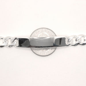 925 Sterling Silver 9.5mm Wide Personalized Custom Engraved Figaro Link ID Bracelet