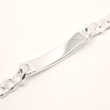 Load image into Gallery viewer, 925 Sterling Silver 9.5mm Wide Personalized Custom Engraved Figaro Link ID Bracelet
