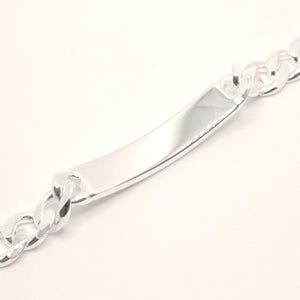 925 Sterling Silver 9.5mm Wide Personalized Custom Engraved Figaro Link ID Bracelet