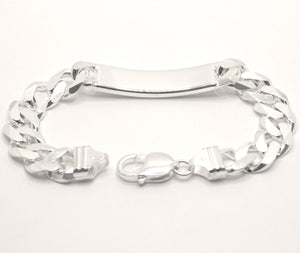 925 Sterling Silver 11mm Personalized Custom Engraved Figaro Link ID Bracelet