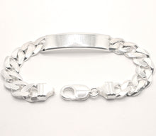 Load image into Gallery viewer, 925 Sterling Silver 11mm Personalized Custom Engraved Figaro Link ID Bracelet
