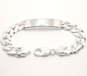 925 Sterling Silver 11mm Personalized Custom Engraved Figaro Link ID Bracelet