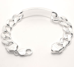 925 Sterling Silver 12.5mm Personalized Custom Engraved Figaro Link ID Bracelet